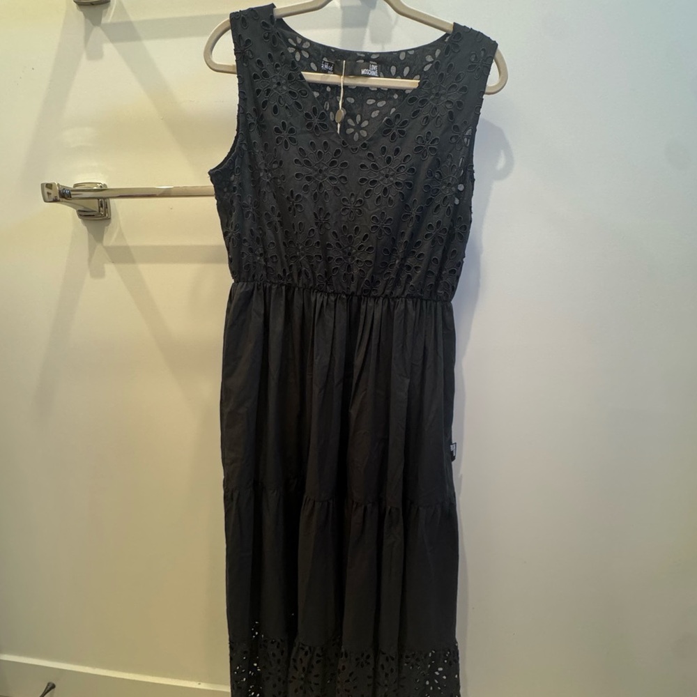 Love Moschino Black Floral Eyelet Dress